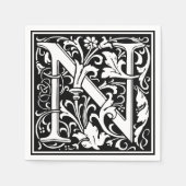 Brief N Middeleeuws Monogram Art Nouveau Servetten (Voorkant)
