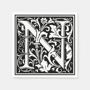 Brief N Middeleeuws Monogram Art Nouveau Servetten