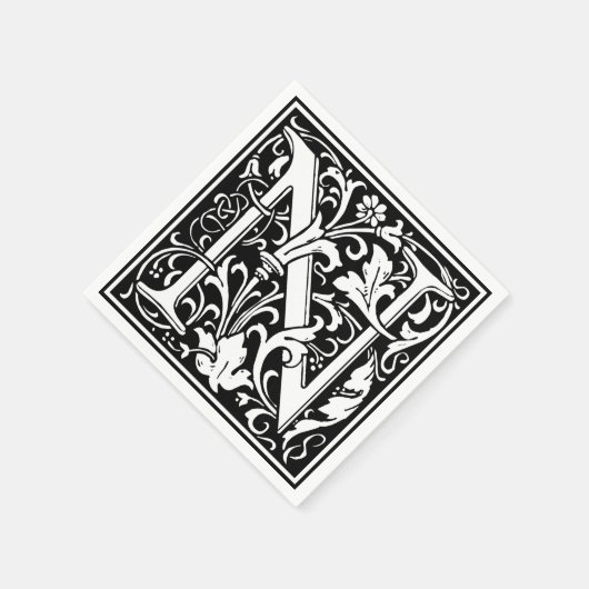 Brief N Middeleeuws Monogram Art Nouveau Servetten (Hoek)