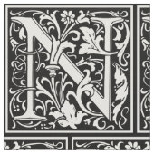 Brief N Middeleeuws Monogram Art Nouveau Stof (Close Up)