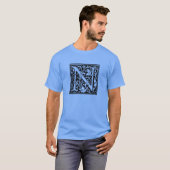 Brief N Middeleeuws Monogram Art Nouveau T-shirt (Voorkant volledig)