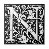 Brief N Middeleeuws Monogram Art Nouveau Tegeltje (Voorkant)