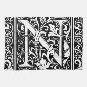 Brief N Middeleeuws Monogram Art Nouveau Theedoek (Horizontaal)