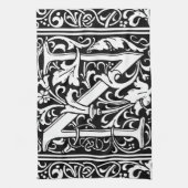 Brief N Middeleeuws Monogram Art Nouveau Theedoek (Verticaal)
