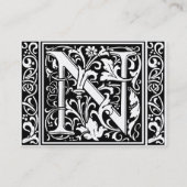 Brief N Middeleeuws Monogram Art Nouveau Visitekaartje (Achterkant)