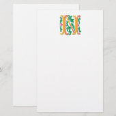 Brief N Monogram Fleur de lis Briefpapier (Voorkant / Achterkant)