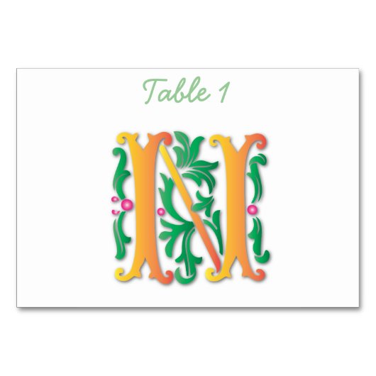 Brief N Monogram Fleur de lis Kaart (Voorkant)