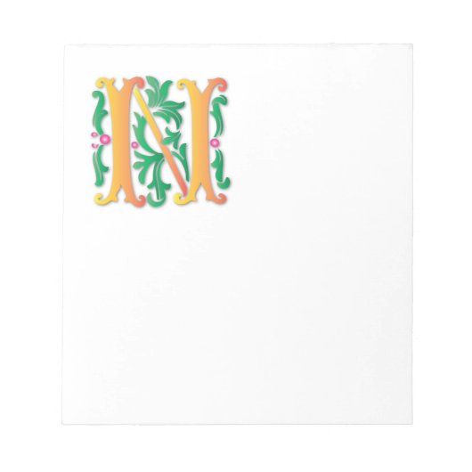 Brief N Monogram Fleur de lis Notitieblok (Voorkant)