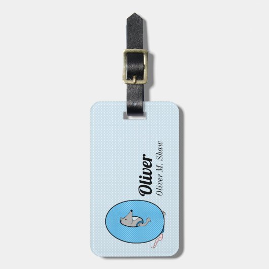Brief O Blue Opossum voor jongens Bagagelabel (Voorkant verticaal)