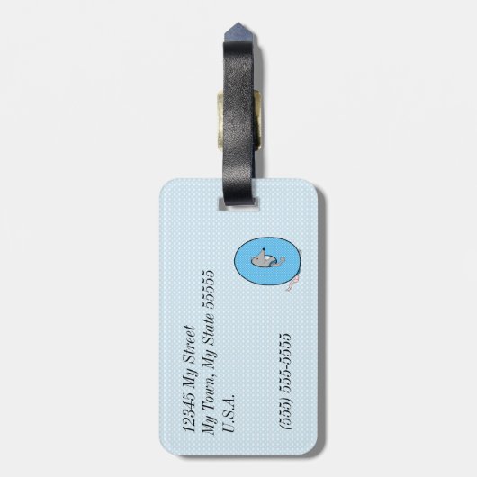 Brief O Blue Opossum voor jongens Bagagelabel (Achterkant verticaal)