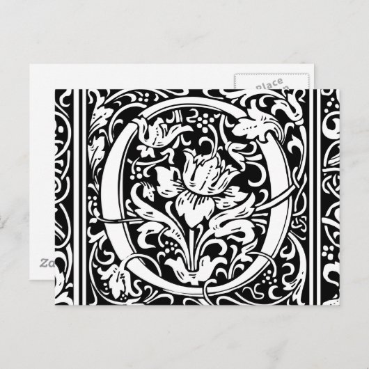 Brief O Middeleeuws Monogram Art Nouveau Briefkaart (Voorkant / Achterkant)