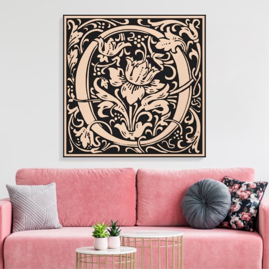 Brief O Middeleeuws Monogram Art Nouveau Canvas Afdruk (Insitu (Woonkamer))