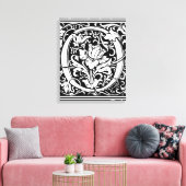 Brief O Middeleeuws Monogram Art Nouveau Canvas Afdruk (Insitu (Woonkamer))