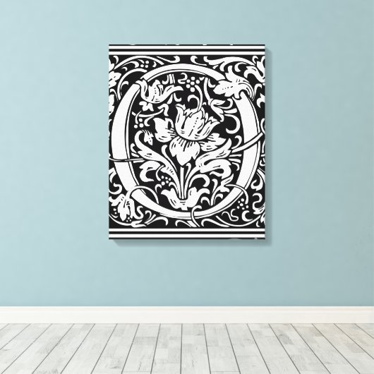 Brief O Middeleeuws Monogram Art Nouveau Canvas Afdruk (Insitu (Houten vloer))