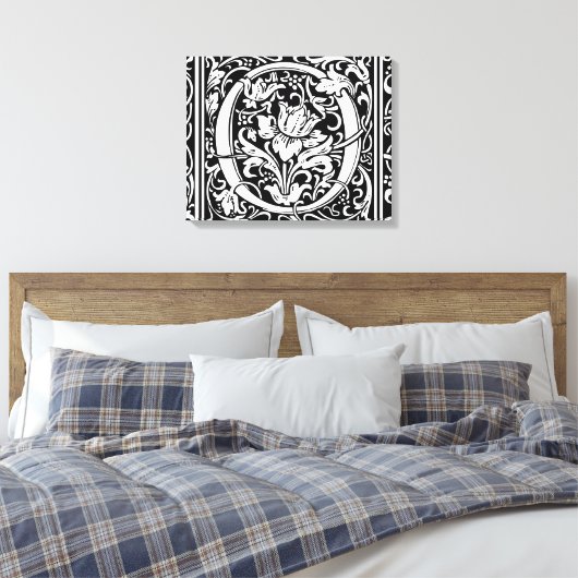 Brief O Middeleeuws Monogram Art Nouveau Canvas Afdruk (Insitu (Slaapkamer))