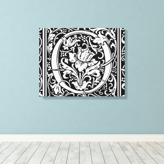 Brief O Middeleeuws Monogram Art Nouveau Canvas Afdruk (Insitu (Houten vloer))