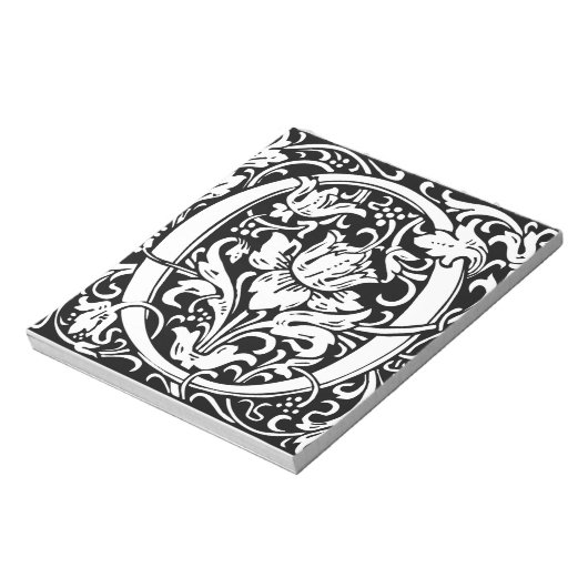 Brief O Middeleeuws Monogram Art Nouveau Notitieblok (Linkerzijde)