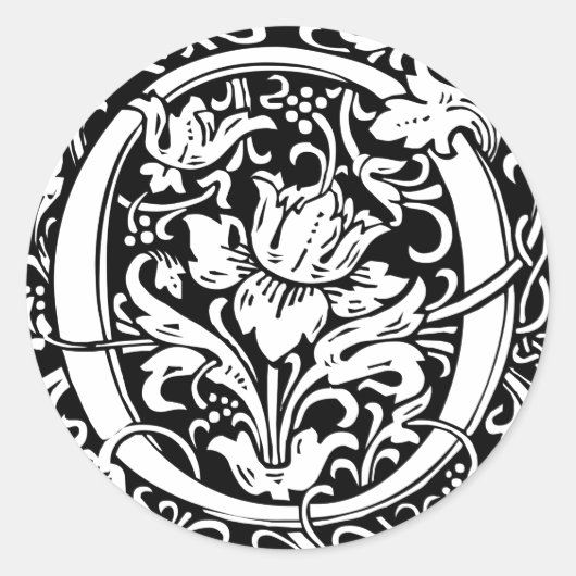 Brief O Middeleeuws Monogram Art Nouveau Ronde Sticker (Voorkant)