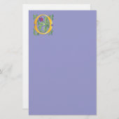 Brief O Monogram Fleur de lis Briefpapier (Voorkant / Achterkant)