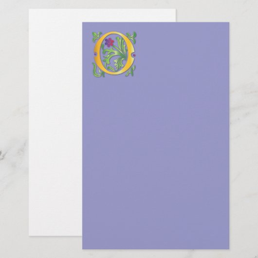 Brief O Monogram Fleur de lis Briefpapier (Voorkant / Achterkant)