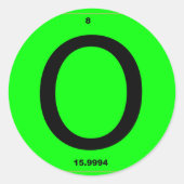 Brief O periodiek tabel Ronde Sticker (Voorkant)