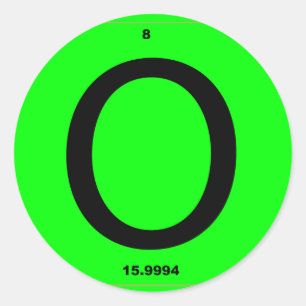Brief O periodiek tabel Ronde Sticker