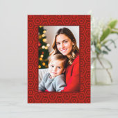 Brief op Rug Red Hexagon-ingelijste foto Feestdagenkaart (Staand voorkant)