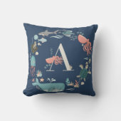 Brief over blauwmonogram dieren in de oceaan kussen (Voorkant)