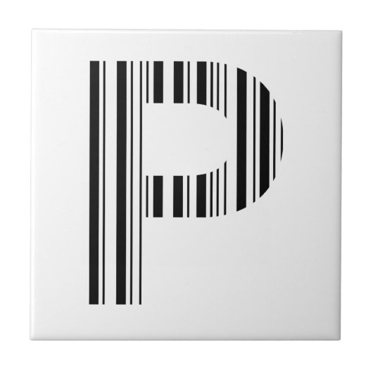BRIEF P BAR CODE Eerste Initiaal Barcode Patroon Tegeltje (Voorkant)
