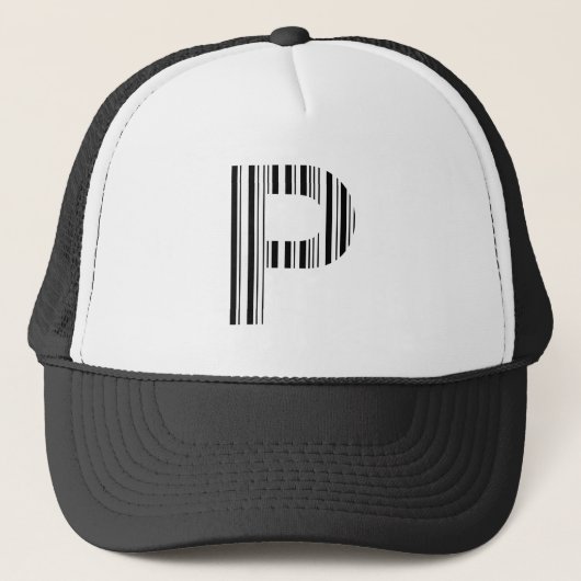 BRIEF P BAR CODE Eerste Initiaal Barcode Patroon Trucker Pet (Voorkant)
