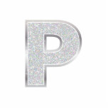 Brief P Fotobeeldje Ornament<br><div class="desc">Letter P Silver faux glitter-versiering</div>