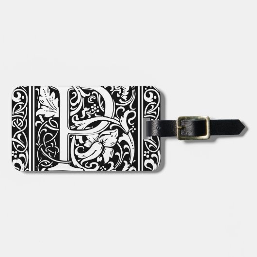 Brief P Middeleeuws Monogram Art Nouveau Bagagelabel (Voorkant horizontaal)
