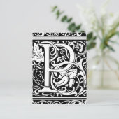Brief P Middeleeuws Monogram Art Nouveau Briefkaart (Staand voorkant)