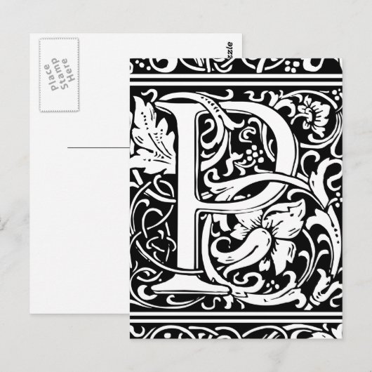 Brief P Middeleeuws Monogram Art Nouveau Briefkaart (Voorkant / Achterkant)