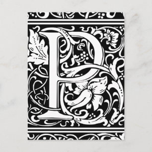 Brief P Middeleeuws Monogram Art Nouveau Briefkaart