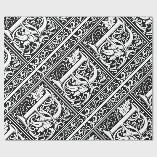 Brief P Middeleeuws Monogram Art Nouveau Cadeaupapier (Vlak)