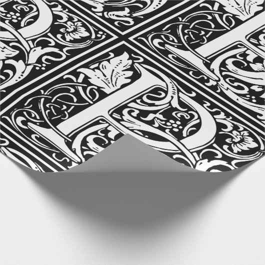 Brief P Middeleeuws Monogram Art Nouveau Cadeaupapier (Hoek)