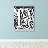 Brief P Middeleeuws Monogram Art Nouveau Canvas Afdruk (Insitu (Houten vloer))
