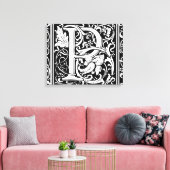 Brief P Middeleeuws Monogram Art Nouveau Canvas Afdruk (Insitu (Woonkamer))