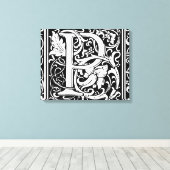 Brief P Middeleeuws Monogram Art Nouveau Canvas Afdruk (Insitu (Houten vloer))