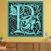 Brief P Middeleeuws Monogram Art Nouveau Canvas Afdruk (Insitu (Woonkamer))