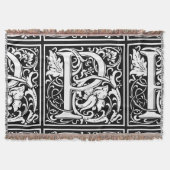 Brief P Middeleeuws Monogram Art Nouveau Deken (Voorkant)