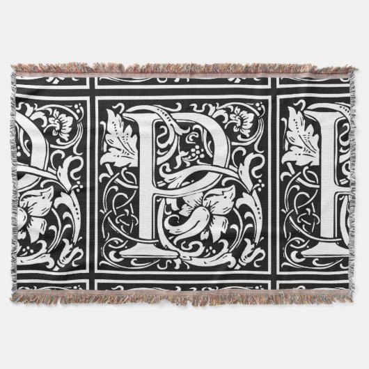 Brief P Middeleeuws Monogram Art Nouveau Deken (Voorkant)