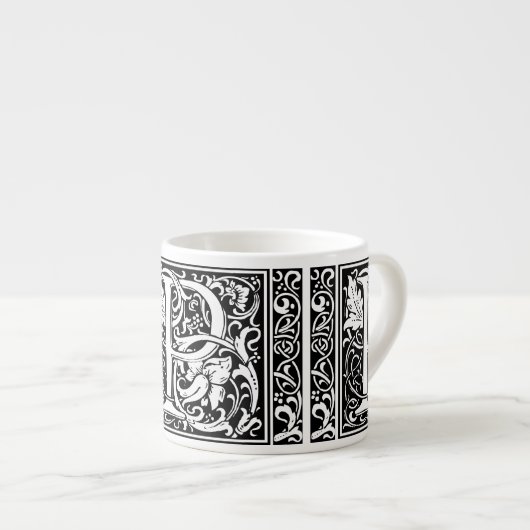 Brief P Middeleeuws Monogram Art Nouveau Espresso Kop (Voorkant rechts)