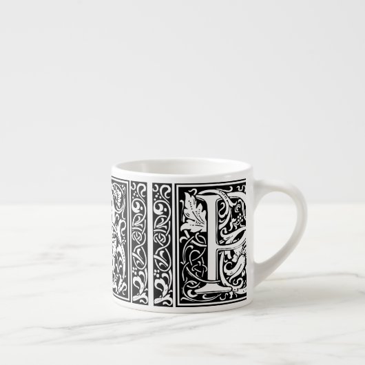 Brief P Middeleeuws Monogram Art Nouveau Espresso Kop (Rechts)