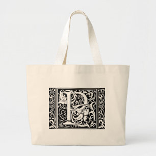 Brief P Middeleeuws Monogram Art Nouveau Grote Tote Bag