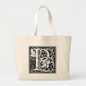 Brief P Middeleeuws Monogram Art Nouveau Grote Tote Bag (Voorkant)
