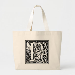 Brief P Middeleeuws Monogram Art Nouveau Grote Tote Bag