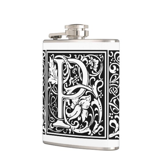 Brief P Middeleeuws Monogram Art Nouveau Heupfles (Links)