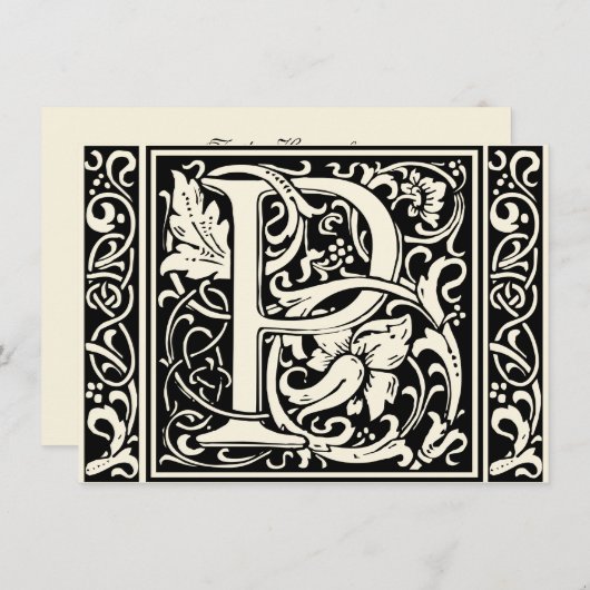 Brief P Middeleeuws Monogram Art Nouveau Kaart (Voorkant / Achterkant)